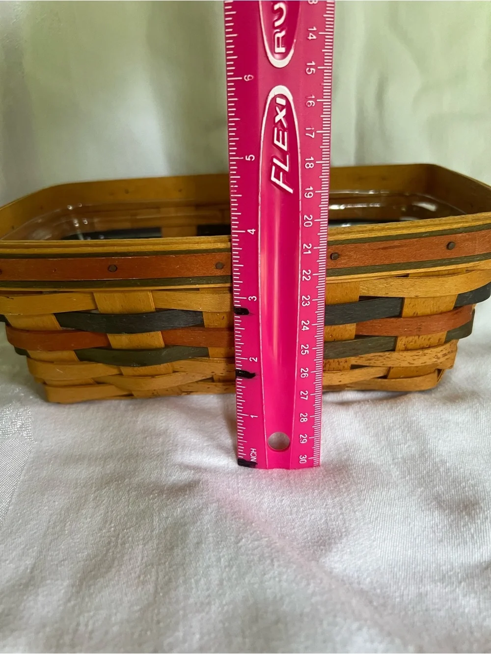 Longaberger Rectangular Woven Basket in Orange, Black & Natural